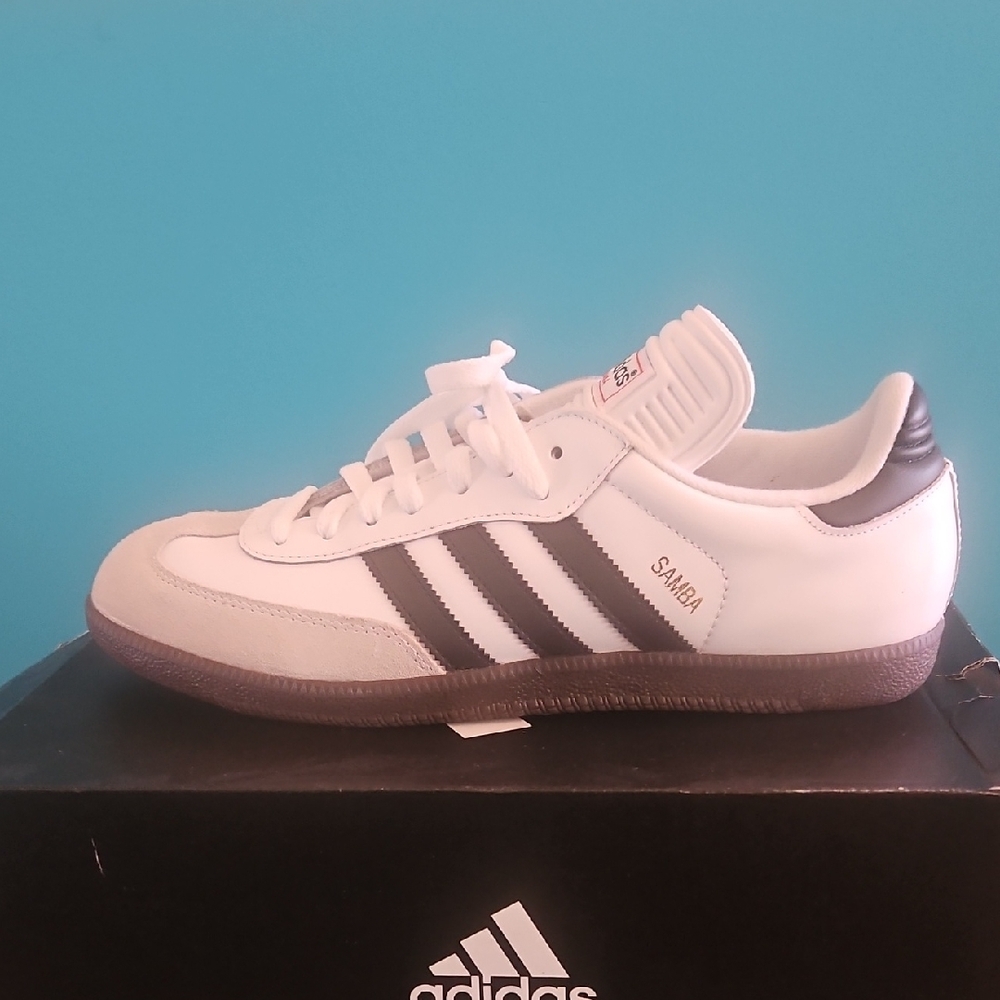 adidas Samba White with Black Stripes Men’s Sneakers - Picture 4 of 9